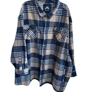 WINSTON (The Winston Box) Blue/Camel plaid heavy flannel Shacket Size 6XL